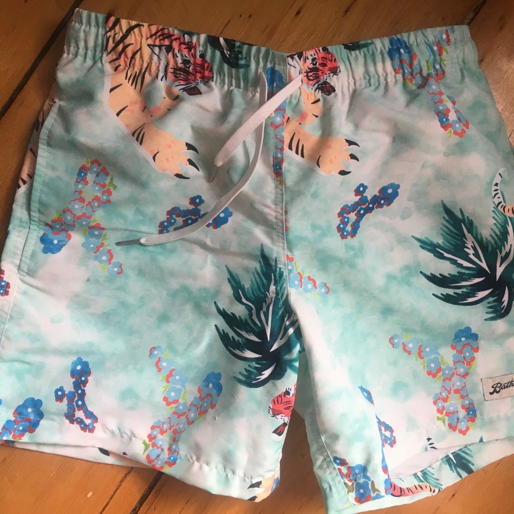 NWT Bather Green Hawaiian Tiger Swim Trunk - XS